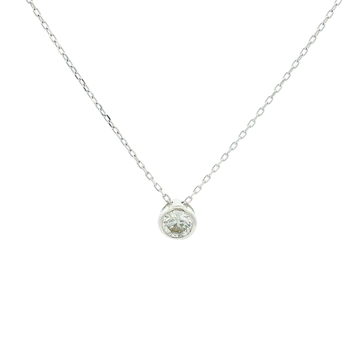 18KWG Solitaire Diamond Necklace