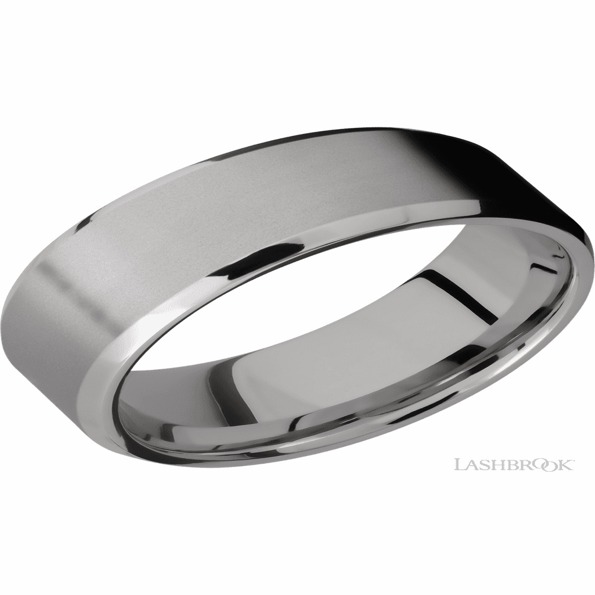 8 mm wide Beveled Titanium band.