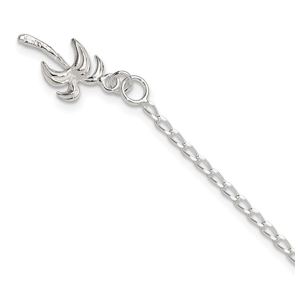 New Arrival Sterling Silver Solid Polished Palm Tree Anklet