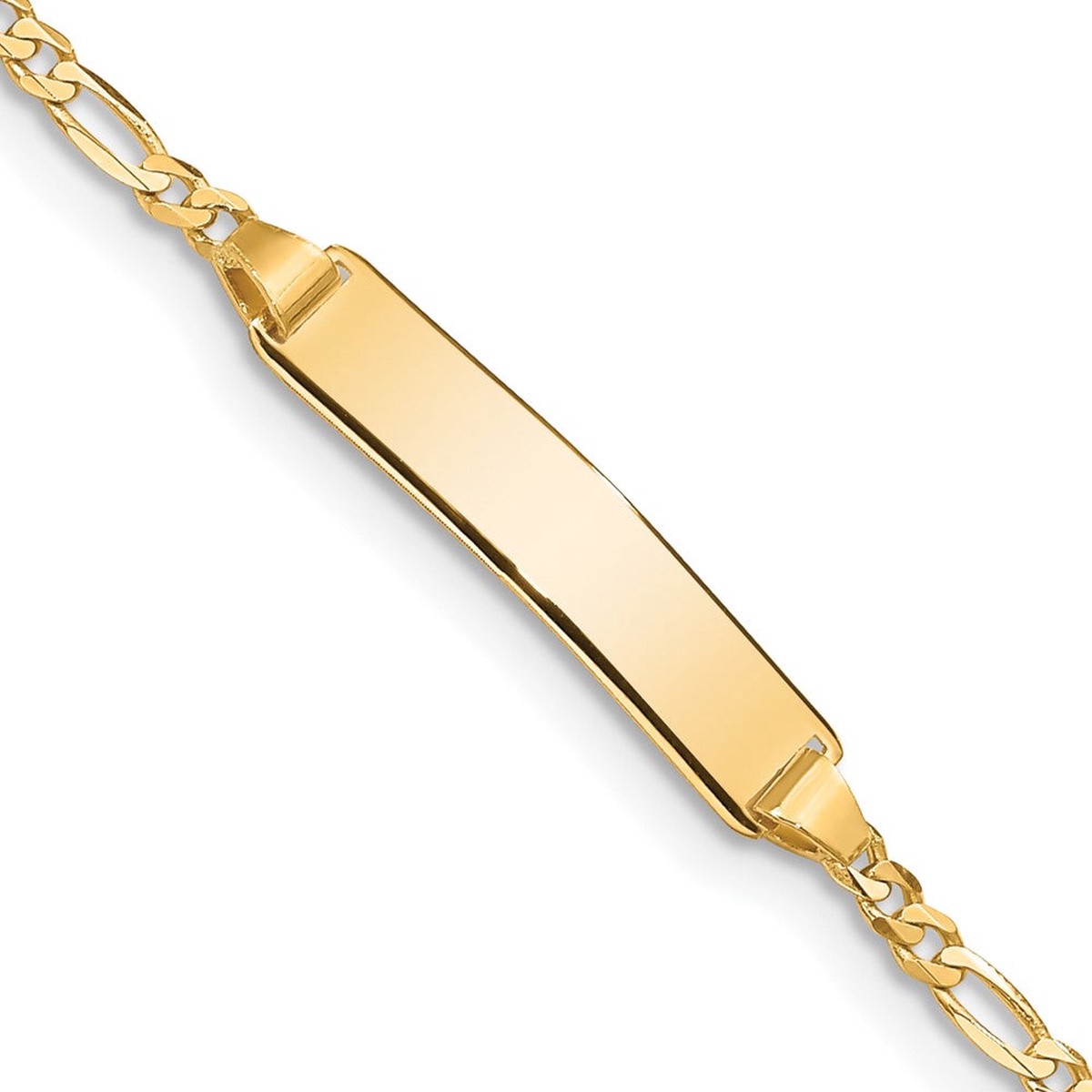 New Arrival 14k Polished Solid Chain/Solid Plate Figaro Link 19.5x Plate ID Bracelet