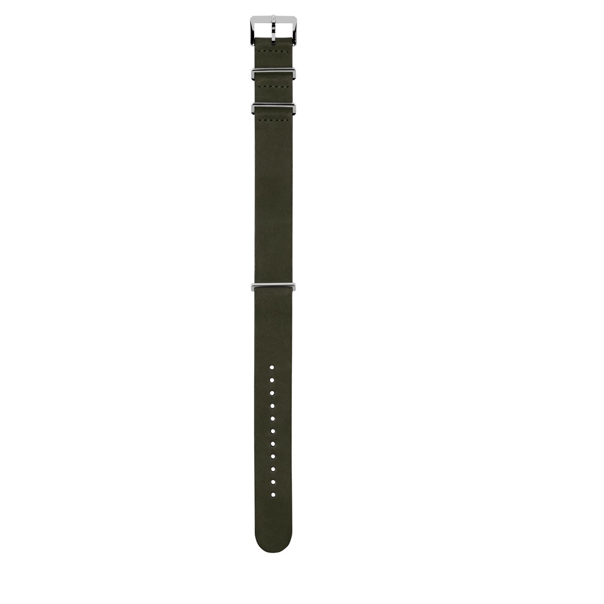 X Green Leather Strap Silver